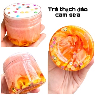 Trà thạch đào cam sữa/ slime núi lở avalanche / hủ mỹ 200ml/ hương đào và nail trái cây cute/ slime núi lở avalanche