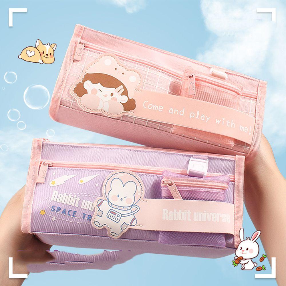 Túi Đựng Bút / Đồ Trang Điểm In Hình Thỏ Hoạt Hình Sức Chứa Lớn Tiện Dụng Cho Trường Học / Văn Phòng