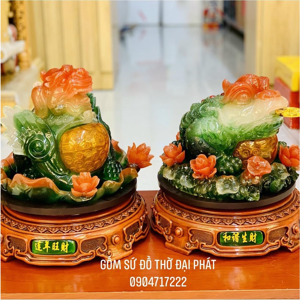 Cóc Tỳ Xanh Đậm Cao 28cm, Cóc Thiềm Thừ, Tỳ Hưu Phong Thủy Kích Thước Lớn Để Ban Thần Tài, Phòng Khách, Bàn Thu Ngân