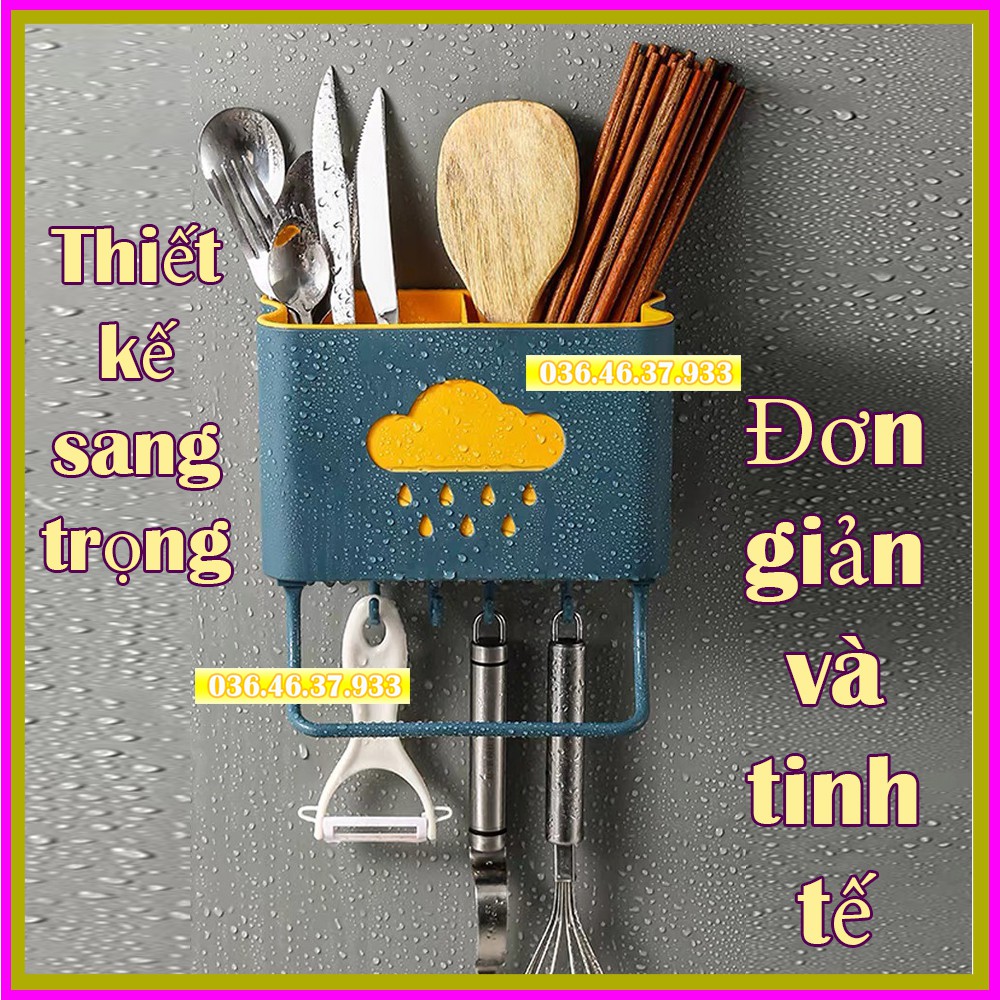Hộp đựng đũa muỗng thìa treo tường đa năng tiện lợi có sẵn Keo dán siêu dính