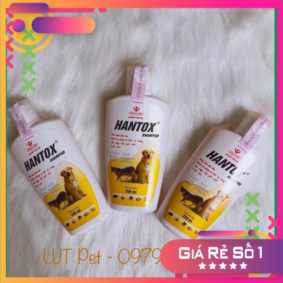 HG2303 Sữa tắm hantox shampoo diệt ve rận bọ chét ghẻ chó mèo - dầu tắm diệt khuẩn ngoài da mèo cún con