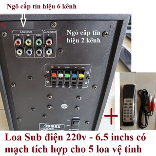 Sub điện 5.1 có 5 cổng kết nối với loa vệ tinh