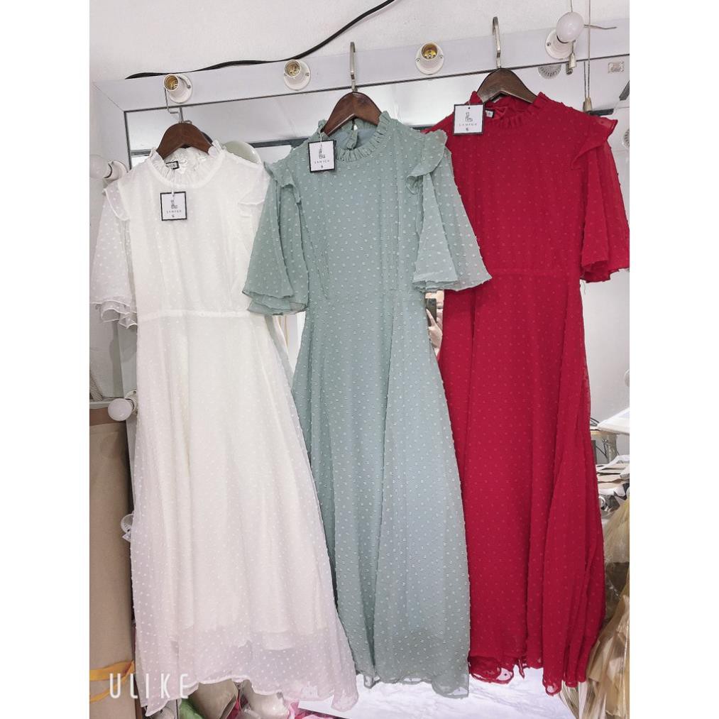 Đầm maxi voan hạt nổi hở lưng dáng xòe tay cánh tiên-đầm hở lưng | BigBuy360 - bigbuy360.vn