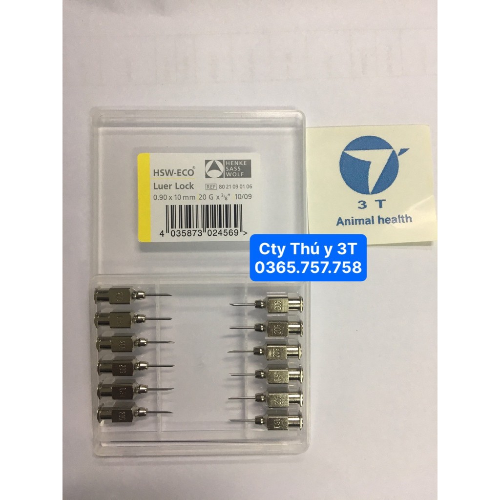 Vỉ 12 kim tiêm thú y - kim tiêm trâu bò, lợn, gà, vịt - hàng Hsw Eco Đức