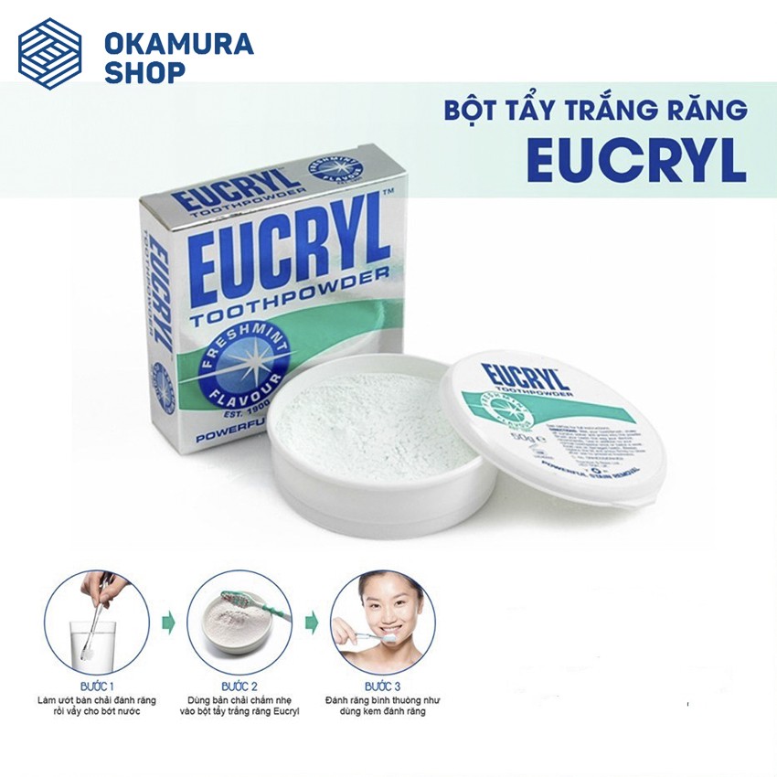 Bột tẩy trắng răng cấp tốc từ Anh Quốc EUCRYL 50g