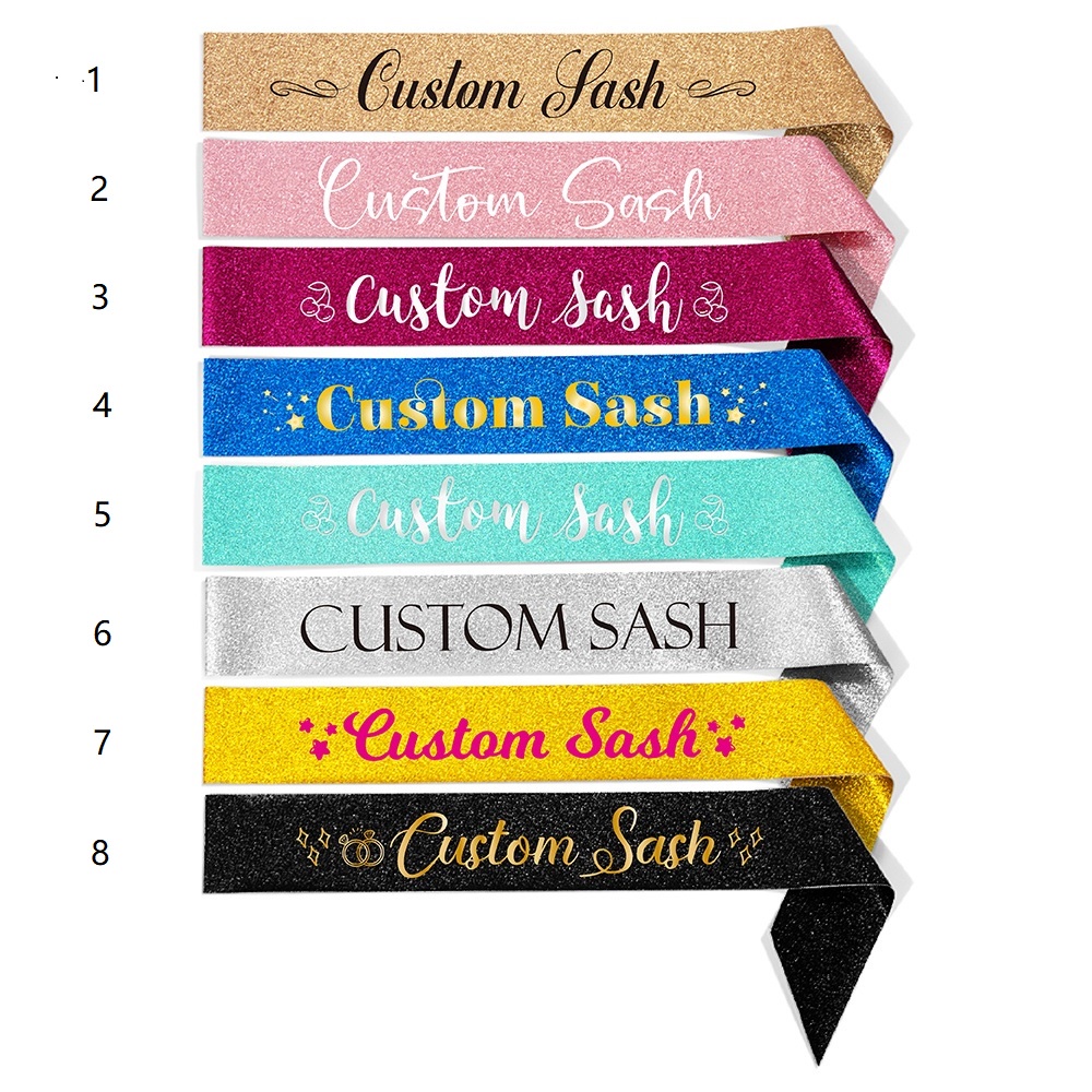 Cá nhân Riêng tư Tùy chỉnh Vải long lanh Tiệc Sash cho sinh nhật Vòi hoa sen cô dâu Kỷ niệm ngày lễ tắm cho em bé Khăn tắm tùy chỉnh độc quyền