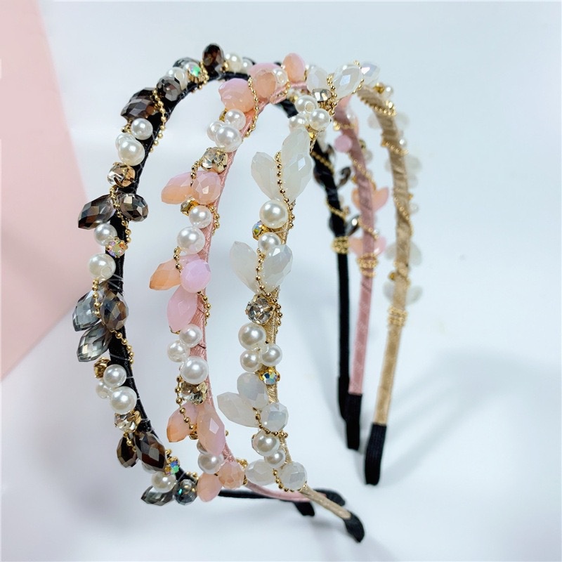 Băng Đô Cài Tóc Hình Chiếc Lá Đính Đá Thanh Lịch Cho Nữ