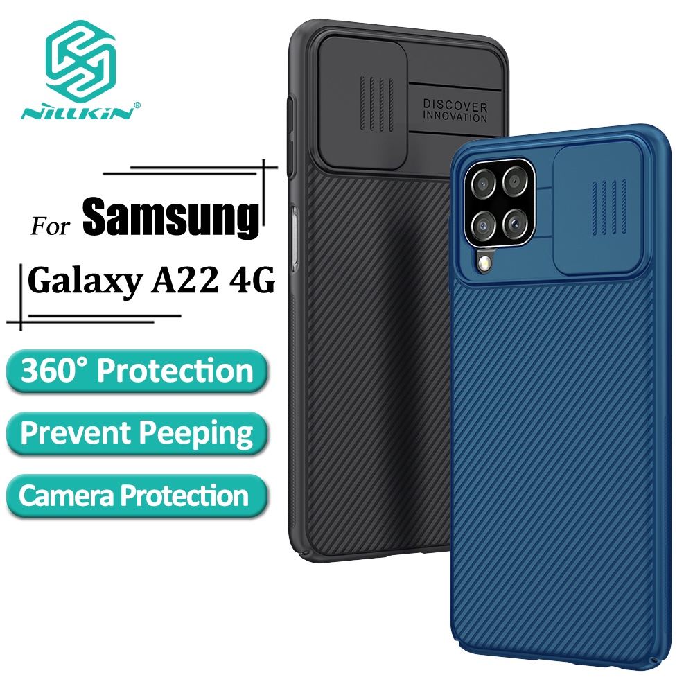 Ốp điện thoại Nillkin PC cứng có tấm trượt bảo vệ ống kính cho Samsung Galaxy A22 4G