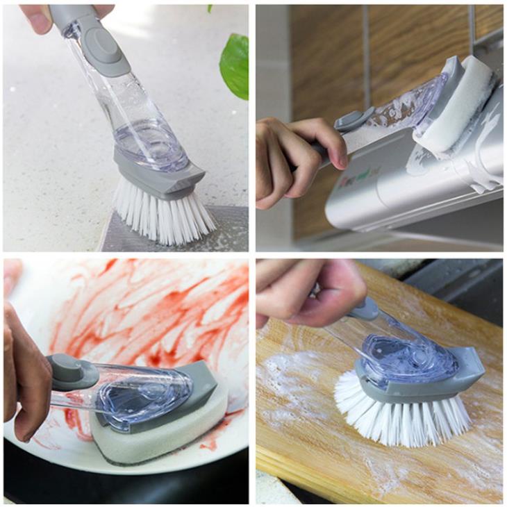 Chổi Cọ Rửa Chén Bát Cọ Rửa Xoong Nồi Đa Năng Kèm Bình Xịt Và 1 Đầu Mút Tiện Lợi