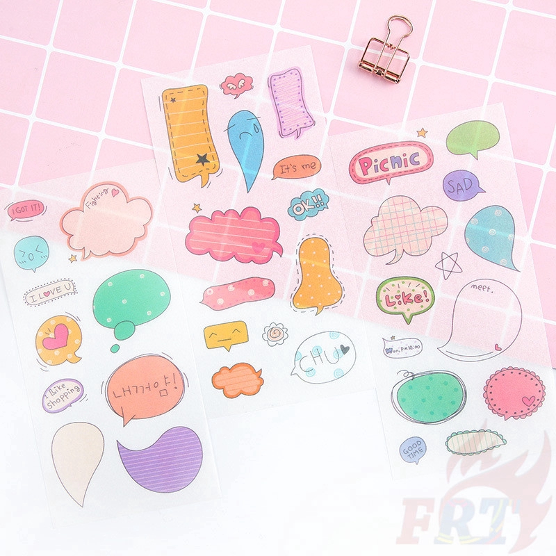&gt; Ready Stock &lt; ❉ Dialog Giấy và decal dán tường ❉6Sheet/Set DIY Diary Scrapbooking Decals Stickers