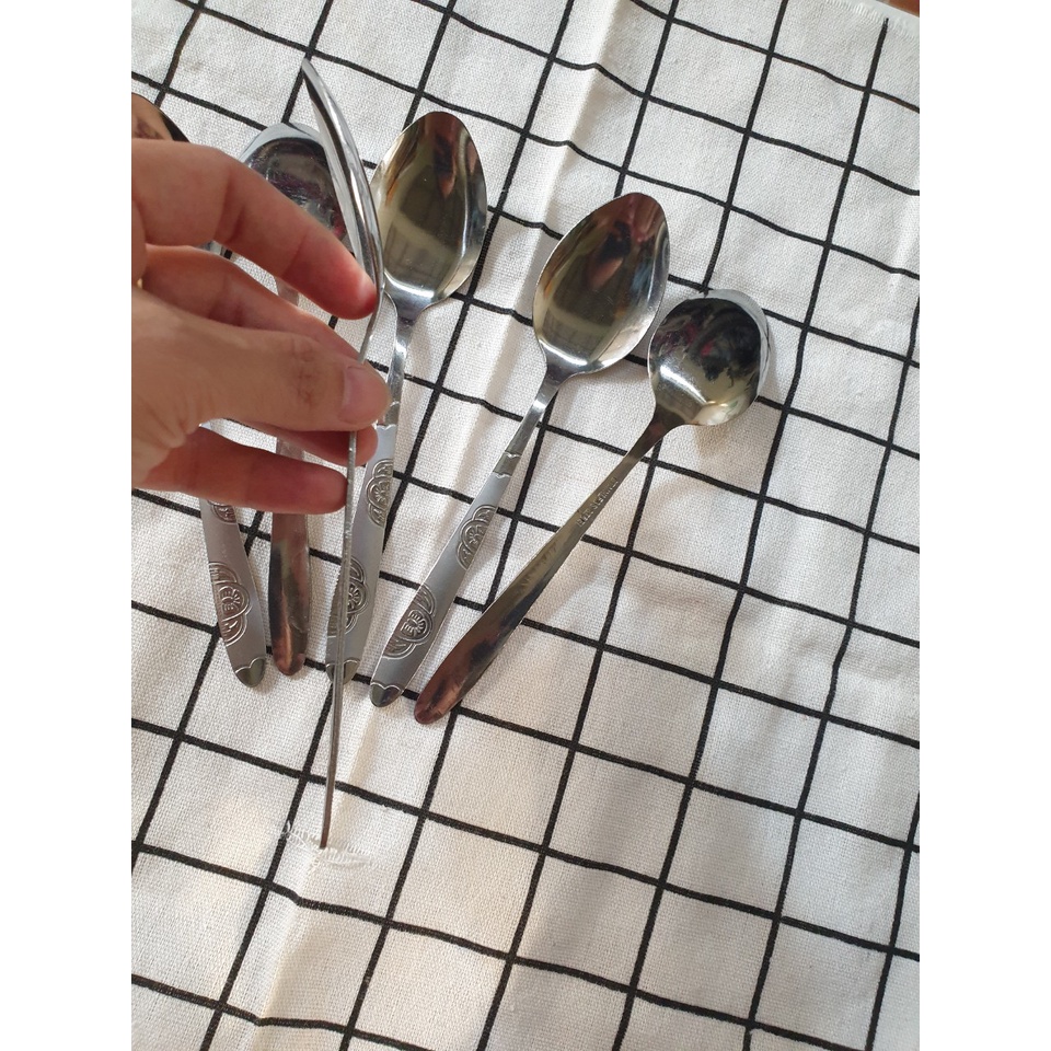 Bộ 10c Thìa Súp. Thìa Canh Inox Cán Hoa Dùng Cho Quán Phở, Quán Cơm,Gia Đình KT 19x4cm (ảnh thật)