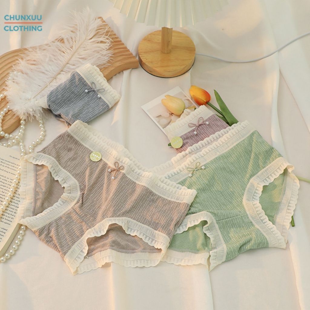 Quần lót nữ cotton cao cấp Chunxuu phối viền ren mềm mại dễ thương - QC50