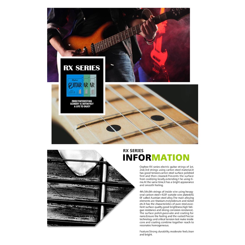 Orphee Bộ Dây Đàn guitar Điện Bằng Thép carbon 6 Dây Chuyên Dụng