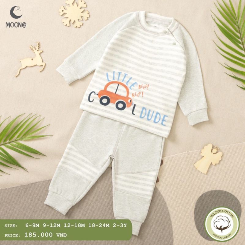 Bộ nỉ cho bé trai, gái, bộ nỉ thu đông cài vai hàng chính hãng Moon@ 2020 - vải nỉ - size từ 6 tháng - 3 tuổi