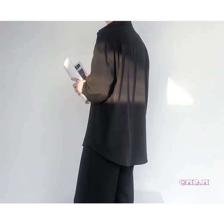 Áo Sơ Mi Lụa Tay Dài Màu Trơn Phong Cách Retro Hàn Quốc Dành Cho Nam | BigBuy360 - bigbuy360.vn