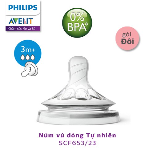 Núm ti silicone Philips Avent Natural cho bé - Tặng kèm tấm lót chống thấm cho bé kích thước 30x40cm