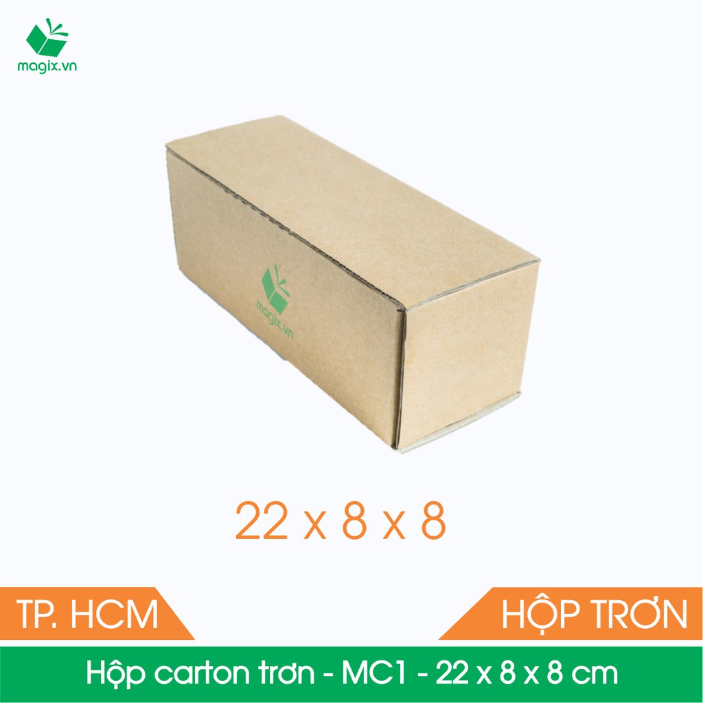 MC1 - 22x8x8 cm - 50 Thùng hộp carton trơn đóng hàng + tặng 25 decal HÀNG DỄ VỠ