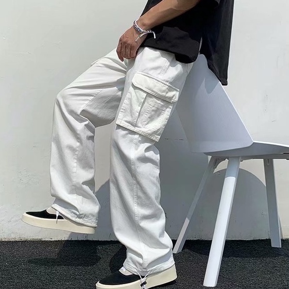Quần Dài Thể Thao Ống Rộng quần ống suông Màu Trơn quần túi hộp nam Đơn Giản quần túi hộp nữ Thời Trang Dành quần nam