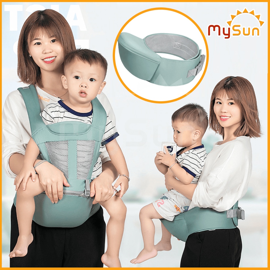 Đai địu vải lưới có bệ ngồi 4 tư thế đi xe máy cho trẻ sơ sinh và em bé MySun.