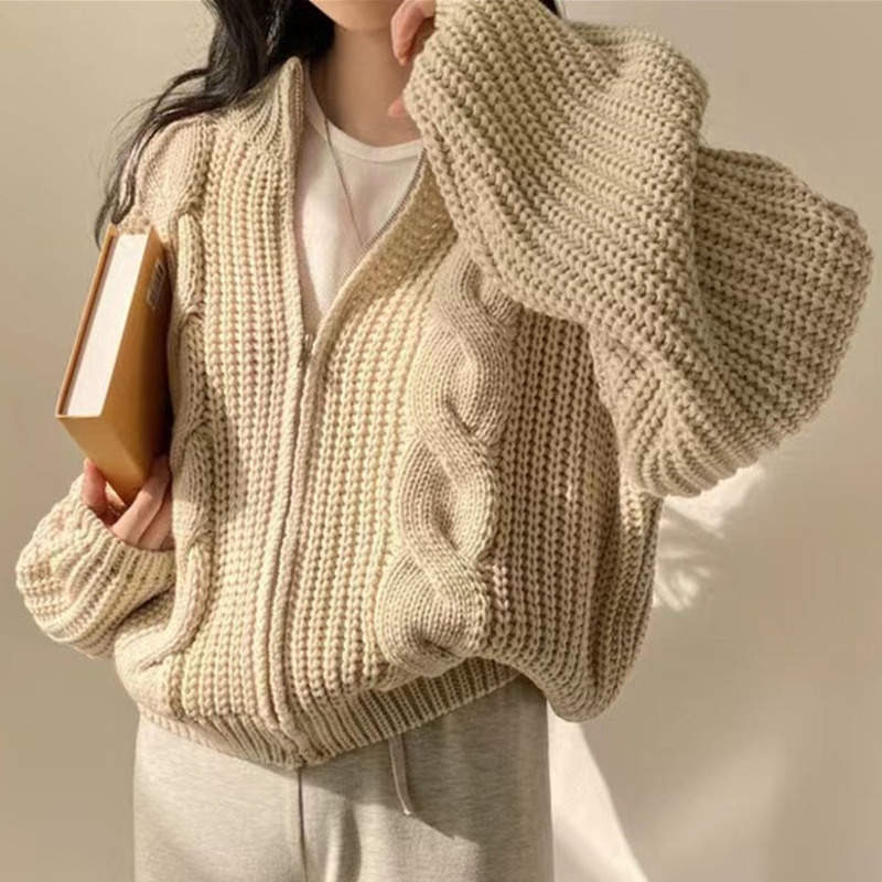 Áo Sweater Dệt Kim Tay Dài Dáng Rộng Kiểu Retro Thời Trang Mùa Thu Cho Nữ