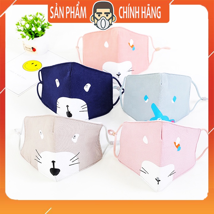 Khẩu trang cho bé họa tiết dễ thương vải mỏng thông thoáng hình thú đáng yêu