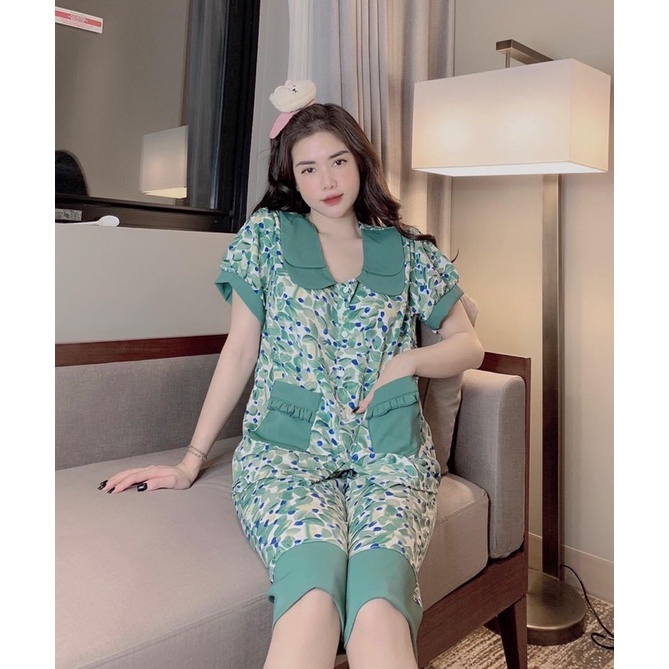 bộ pizama cổ sen lỡ lụa mango A1