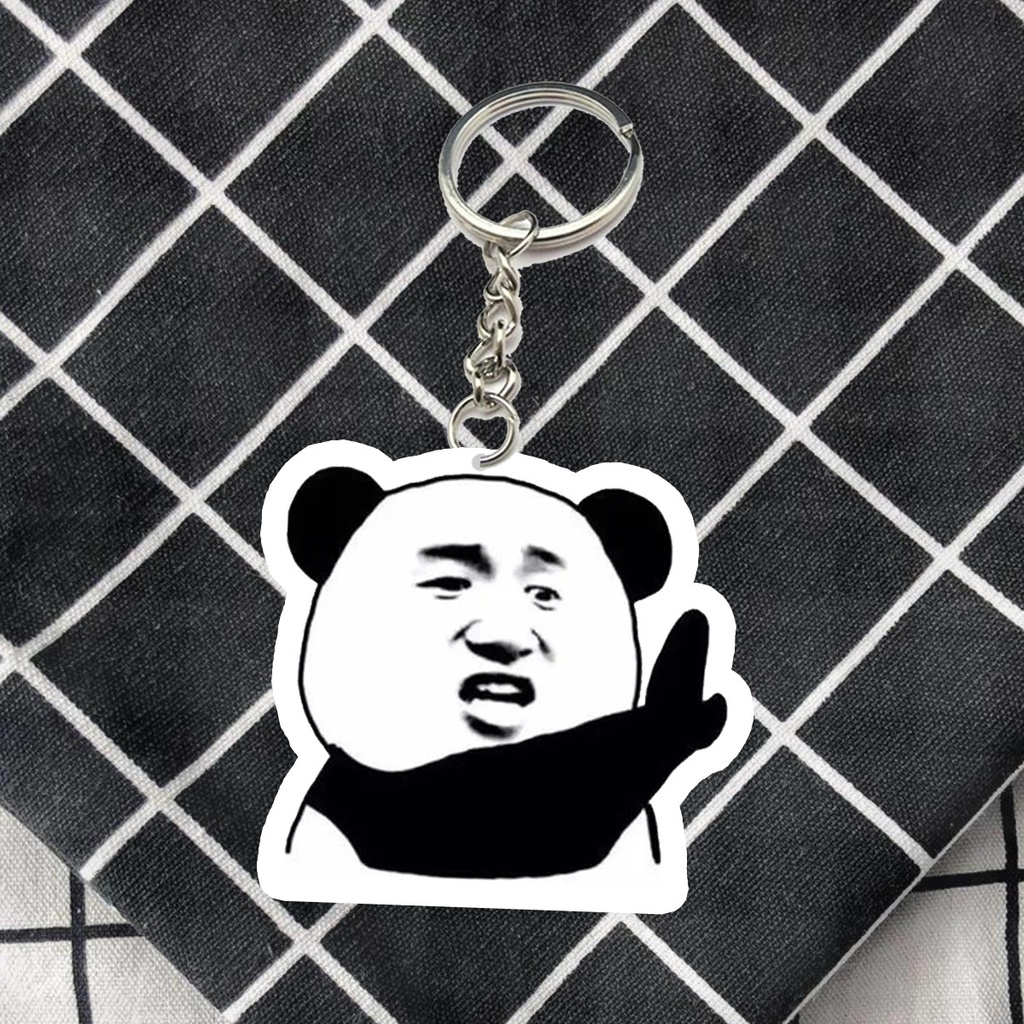 Móc khóa mika meme Gấu trúc bựa cáo từ, oke bấy bề, vỗ tay, xin tha hài hước