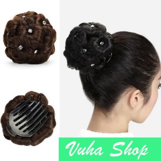 TÓC GIẢ BÚI HOA ĐÍNH ĐÁ CAO CẤP