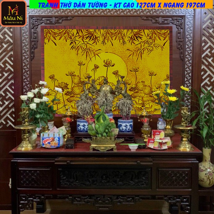 Kt - mau sen - dán phòng thờ, vách thờ, bàn thờ, tượng thờ tranh trúc chỉ in