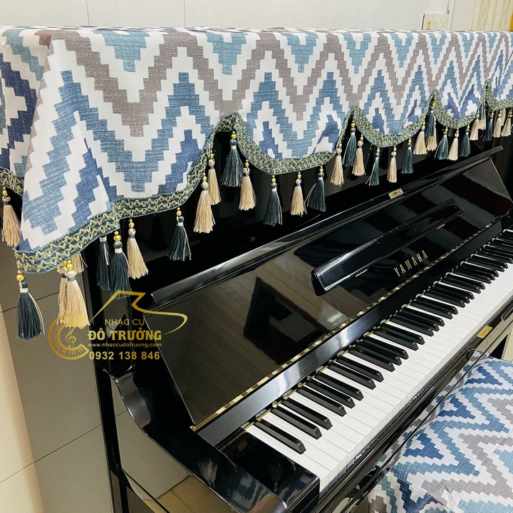 Khăn phủ đàn Piano kèm phủ ghế mẫu sọc kẻ Bắc Âu