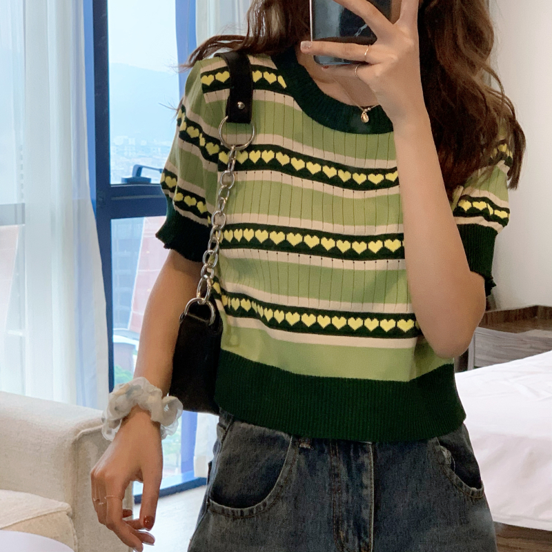 Áo dệt kim thiết kế màu xanh bơ phong cách mùa hè Hàn Quốc xinh xắn 17735 | BigBuy360 - bigbuy360.vn