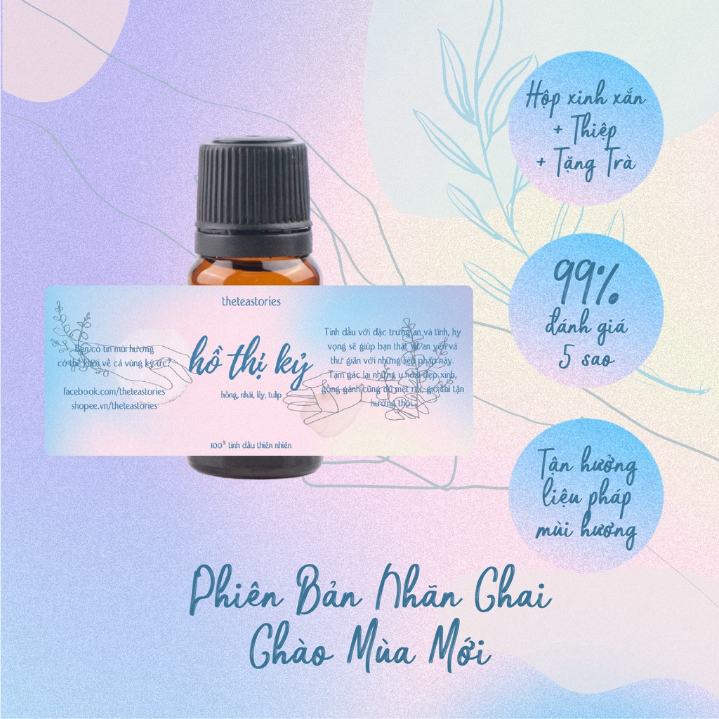 Tinh dầu thư giãn hương hoa Hồ Thị Kỷ 10ml - Mix giữa các loại hoa hồng, hoa sen, lily...