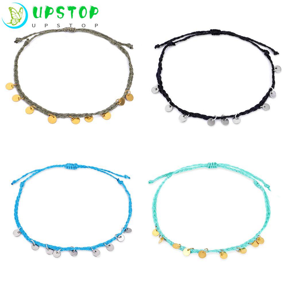 UPSTOP Weave Rope Round Pendant Foot Jewelry Ankle Bracelet Anklet Beach Women Girls Summer Handmade Pendant Chains/Multicolor