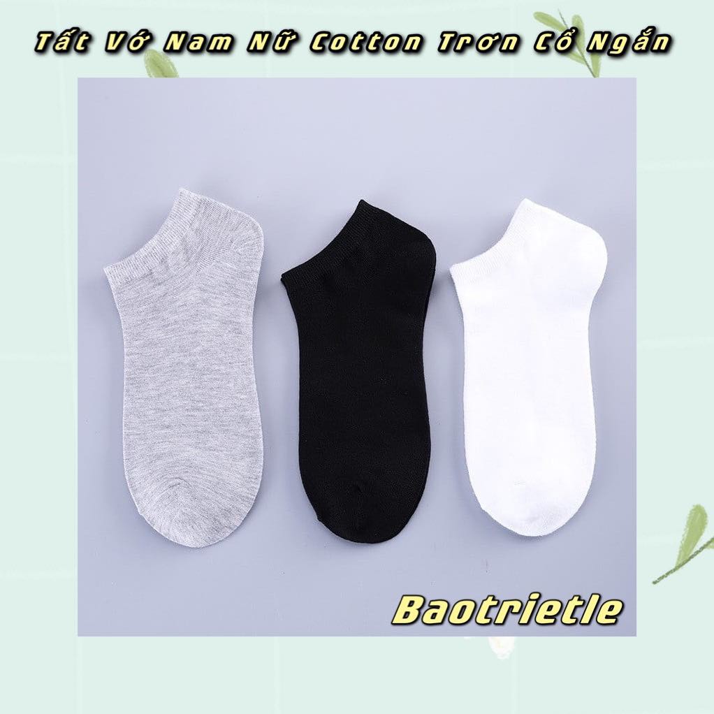 Tất Vớ Nam Nữ Cotton Trơn Cổ Ngắn - Tất Vớ Cổ Thấp Unisex Thấm Hút Mồ Hôi Cực Tốt