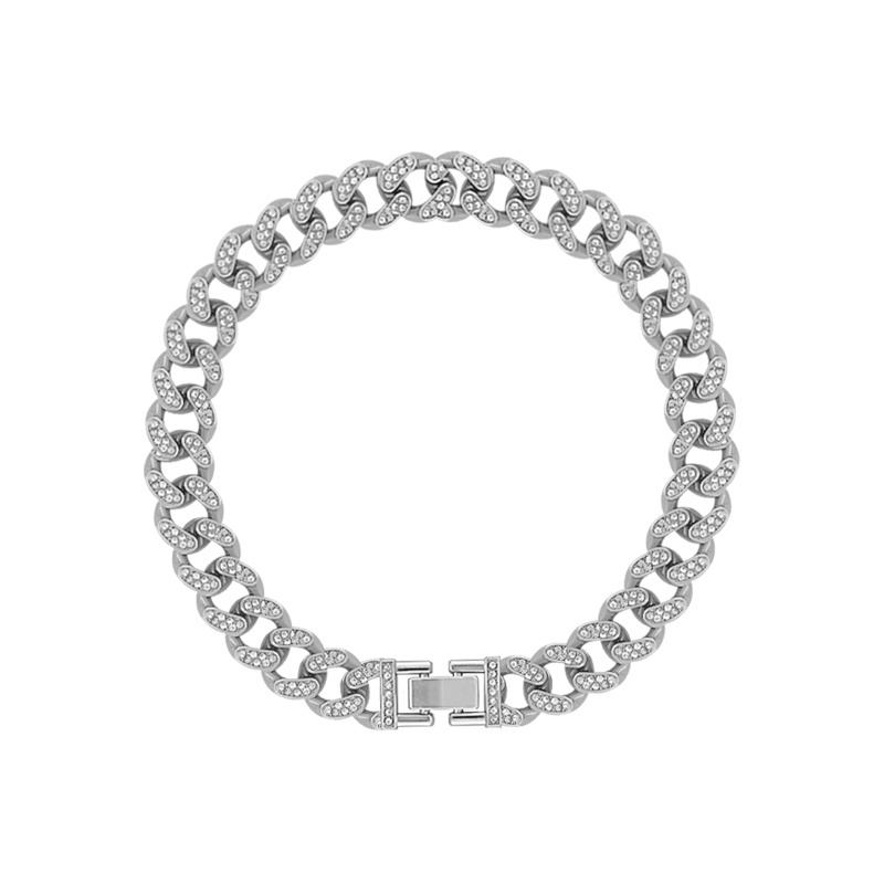 Vòng tay đôi đính kim cương Cuba hợp thời trang hip-hop độc đáo 19A1448