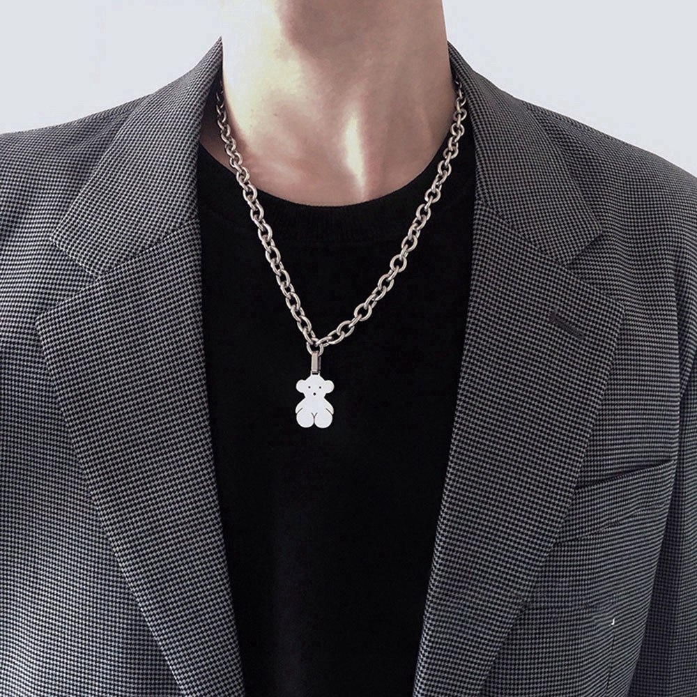 Dây Chuyền Mặt Hình Gấu Bằng Thép Không Gỉ Cho Cặp Đôi