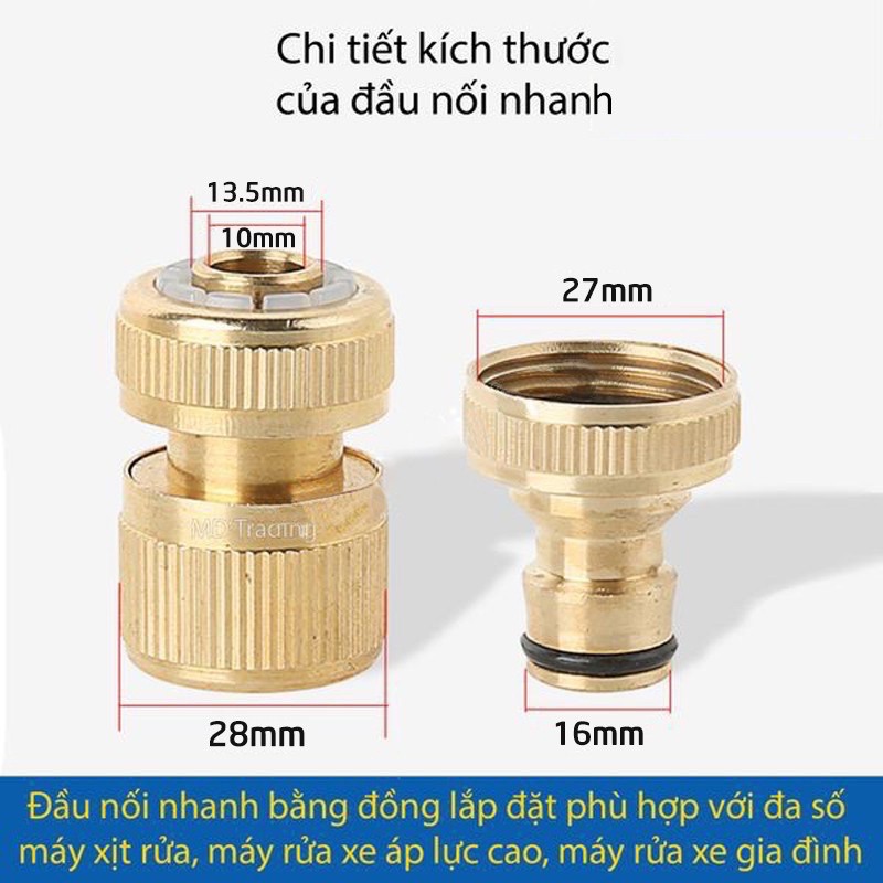 Bộ khớp nối nhanh bằng đồng - đầu nối nhanh dây cấp nước đầu VÀO máy rửa xe,khớp nối nhanh dây hút nước