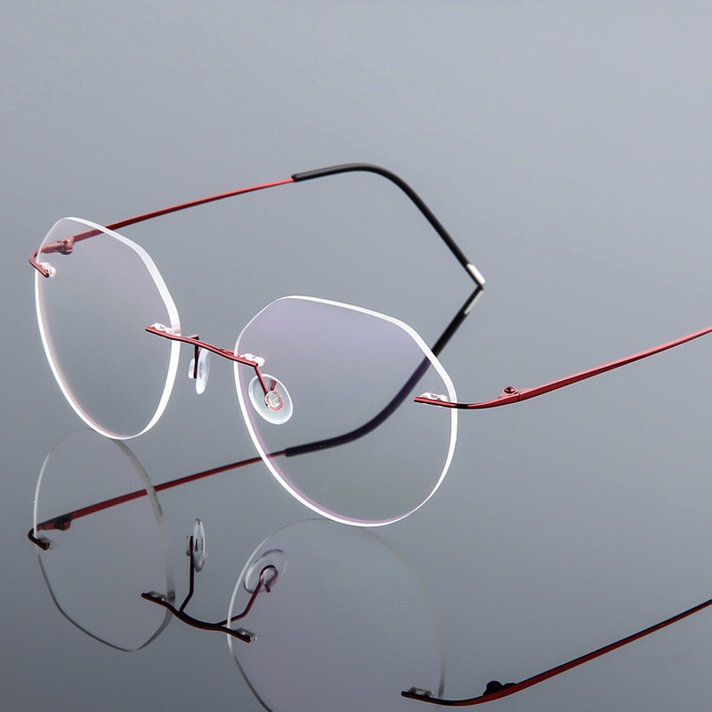 Mắt Kính Gọng Tròn Bằng Titan Không Viền Phong Cách Retro Thời Trang