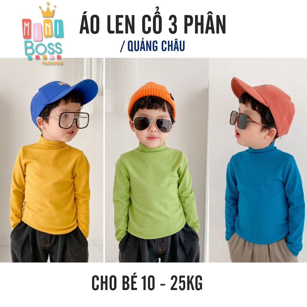 Áo len trơn cổ 3 phân cho bé trai bé gái 10-26kg QUẢNG CHÂU | Áo len màu trơn cổ lọ trẻ em