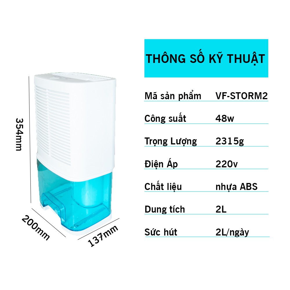 Máy hút ẩm lọc không khí Vie-Gold tiêu chuẩn Châu Âu ROHS - bảo hành 1 năm lỗi 1 đổi 1 (50m2 - 2000ml/ngày)