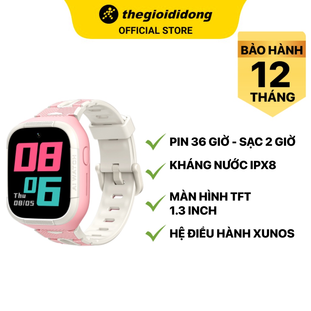 Đồng hồ trẻ em Kidcare S6 4G trắng hồng