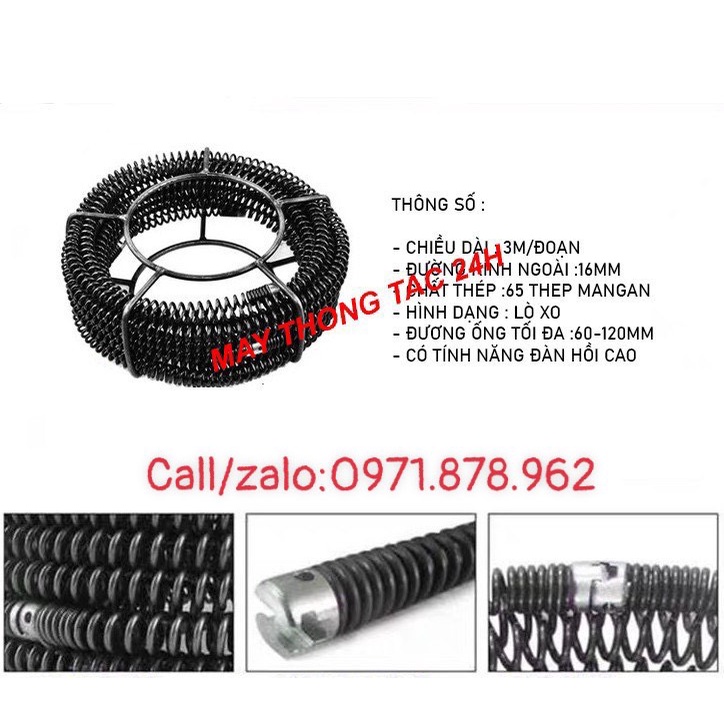 Dây thông tắc cống,dùng cho máy khoan dài 15m (bao gồm 6 đầu thông +1 đầu kết nối máy khoan) đường ống đường kính 16mm | BigBuy360 - bigbuy360.vn