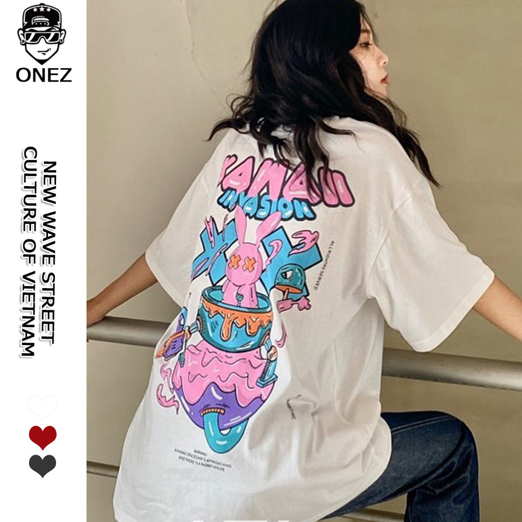 [Bán Giá Gốc] Áo thun tay lỡ ONEZ , Áo phông Unisex nam nữ Cotton oversize form rộng KAWAII OZT03