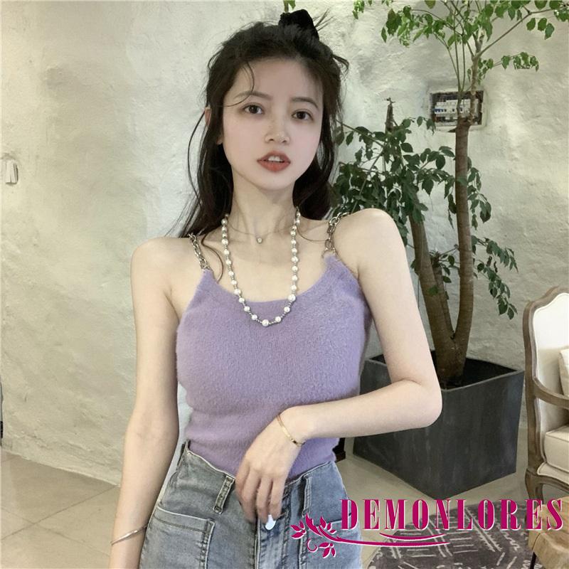 Áo hai dây cổ chữ U màu sắc thời trang sành điệu cho nữ