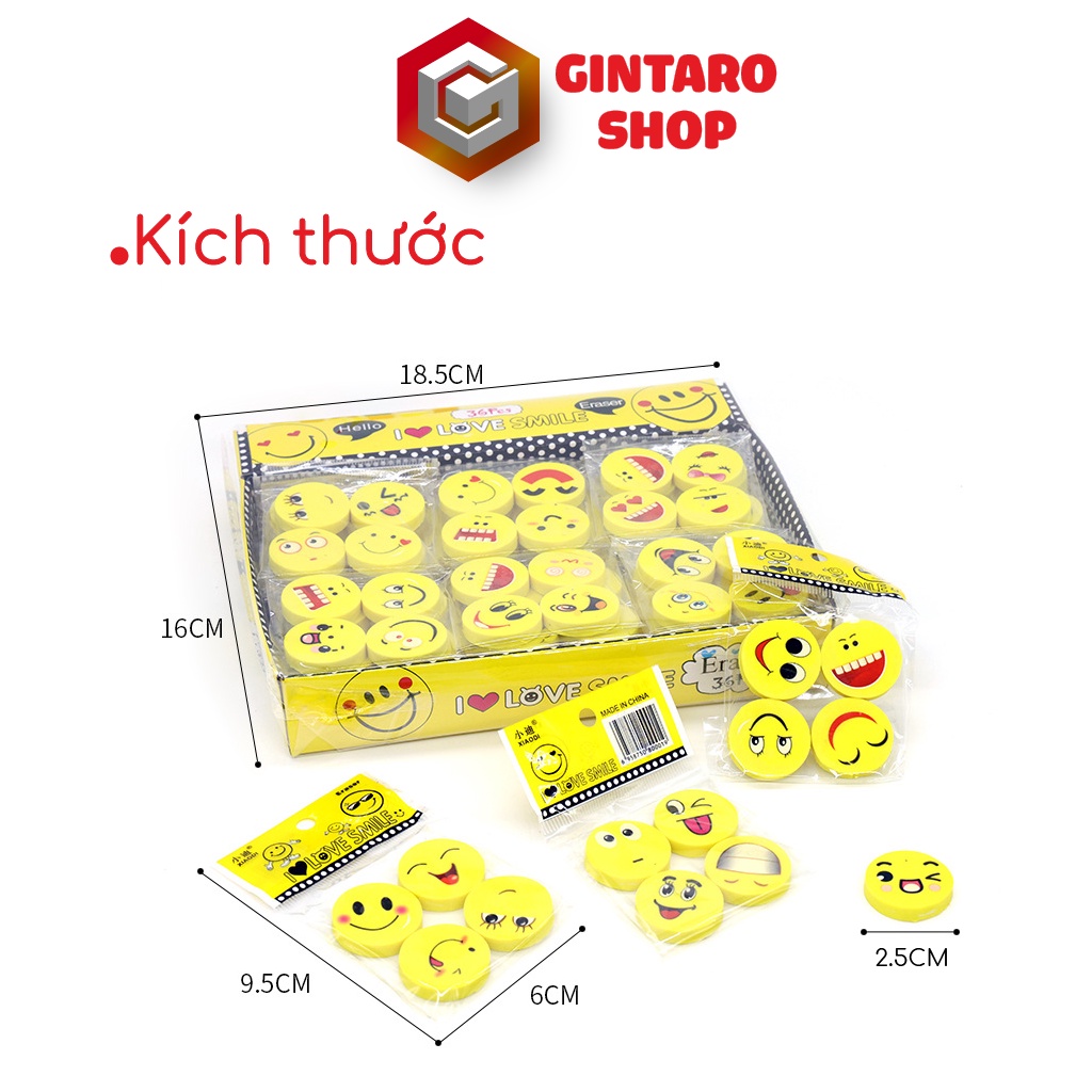 Cục tẩy dễ thương dành cho bé , Cục gôm biểu cảm khuôn mặt GINTARO SHOP