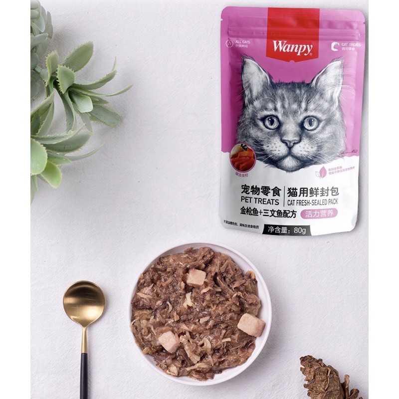 Pate cho mèo WANPY gói 80g mix tổng hợp nhiều vị