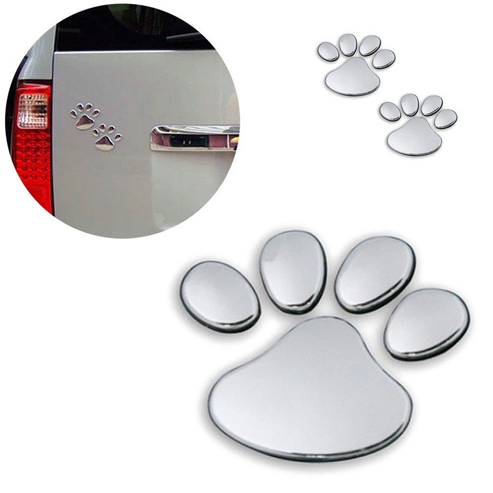 Bộ 2 Miếng Dán Hình Bàn Chân Thú Cưng 3D Trang Trí Xe Hơi