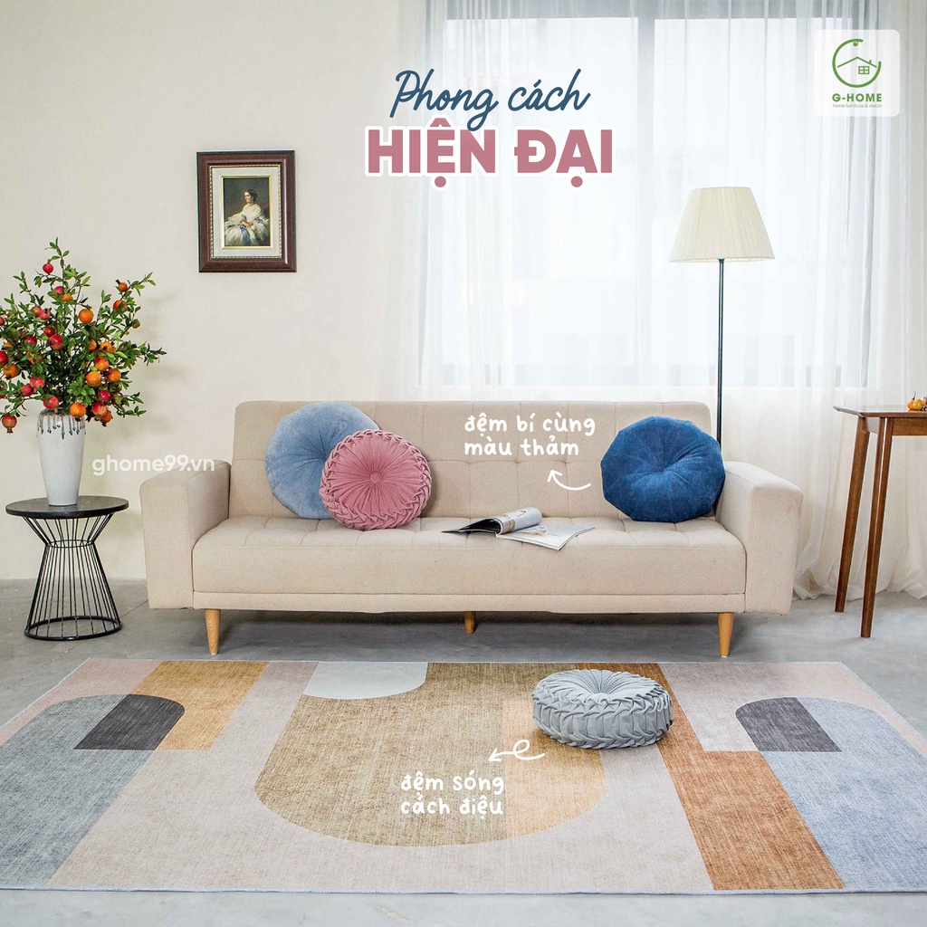 Gối tựa lưng sofa Ghome gối ôm trang trí vỏ nhung trơn mềm mịn dáng quả bí nhiều màu DT04