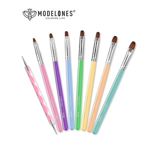 Set 8 cọ vẽ móng MODELONES màu sắc cầu vồng tiện dụng