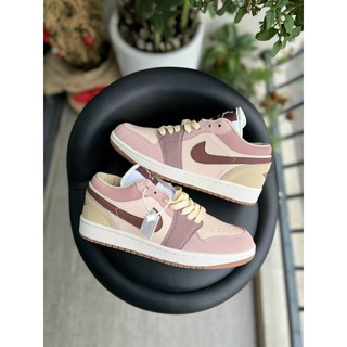 Giày  Thể thao Jordan Hồng đất cổ thấp , Giày jordan 1 nữ màu hồng tím trà sữa bản đẹp